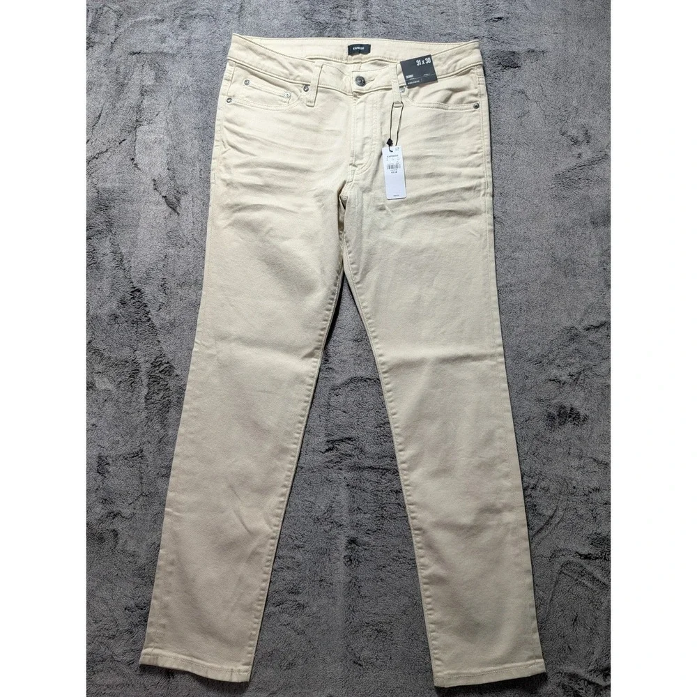 Express Skinny Hyper Stretch Jeans Men's Size 31x30 Cream MSRP $88